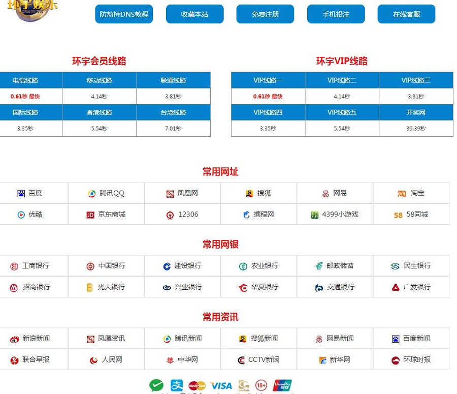 跳转页/导航页/网站线路测速网站