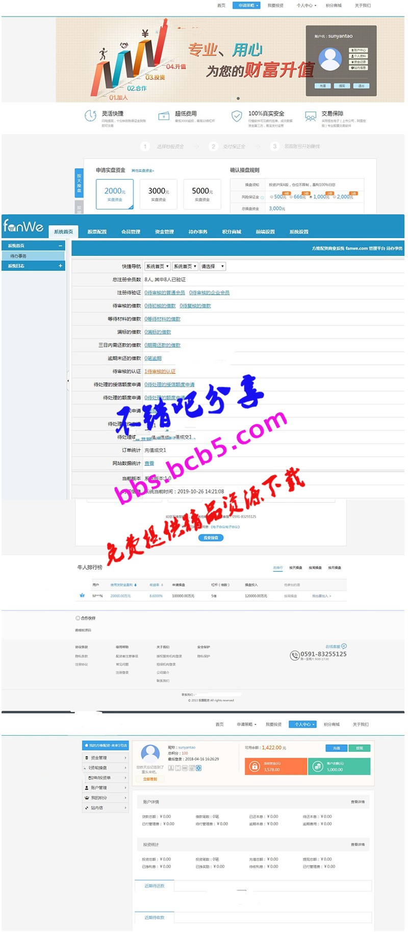2019方维P2P股票配资整站源码 买点策略pc+wap三端，可封装APP可封装PC端