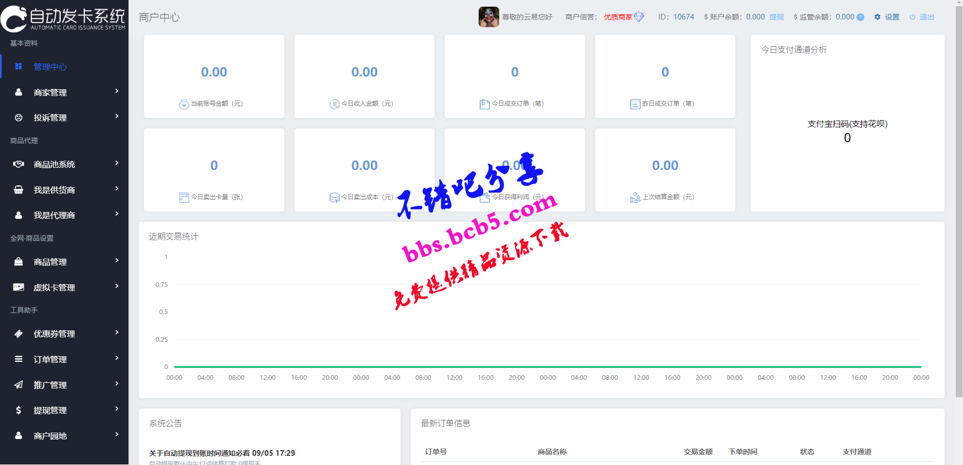 首发知宇自动发卡系统二次开发/全网对接/功能齐全