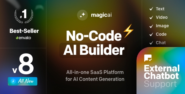 MagicAI v8.9 – OpenAI 内容、文本、图像、视频、聊天、语音和代码生成器