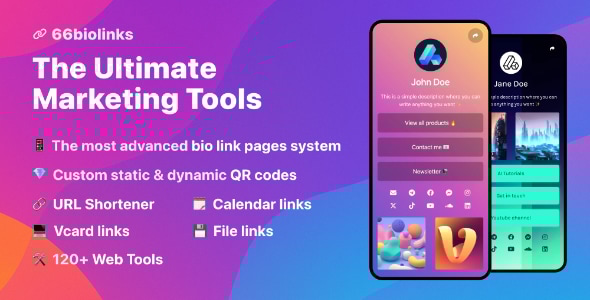 66biolinks v58.0.0 – 个人简介链接、网址缩短器、二维码及网页工具 (SAAS) (Nulled)