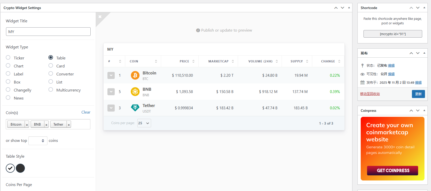 WordPress加密货币小工具插件无限激活版/多类型币种组件极速加载插图4 WordPress加密货币小工具插件无限激活版/多类型币种组件极速加载插图4