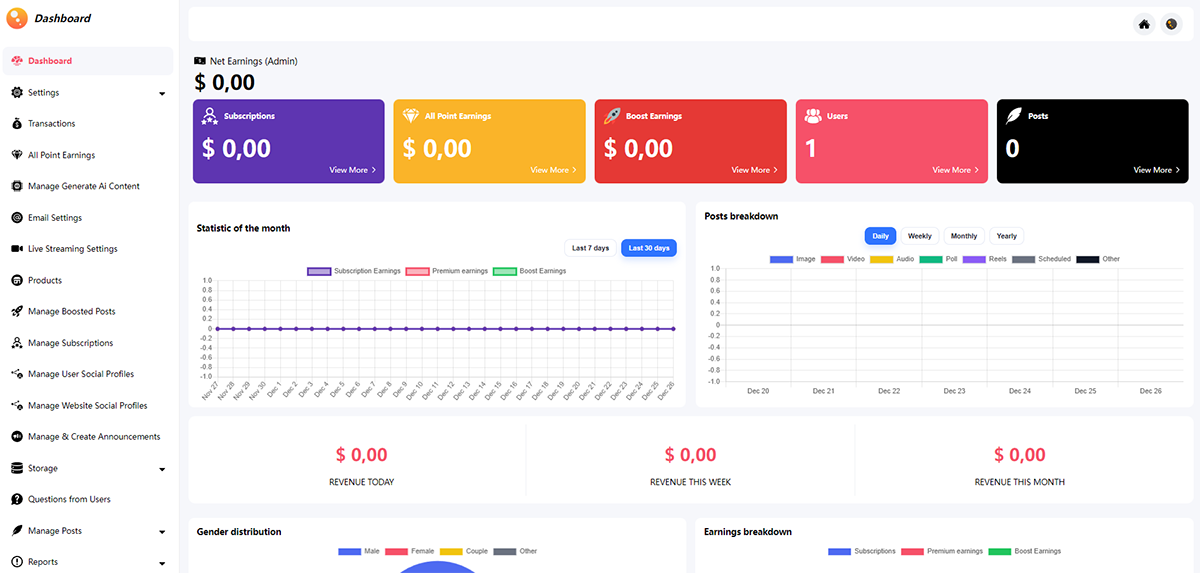Dizzy社交平台源码开心版下载：内容创作者变现系统，支持订阅、付费内容与直播功能插图1